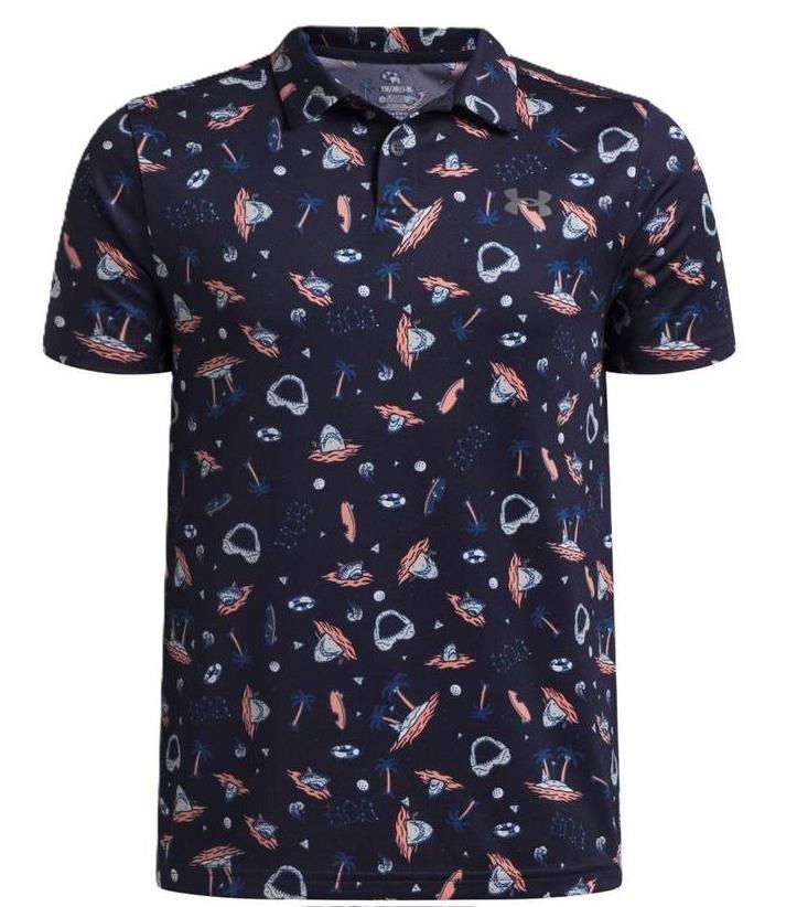 Under Armour Matchplay Printed dětské polo, midnight navy/posh pink/castlerock