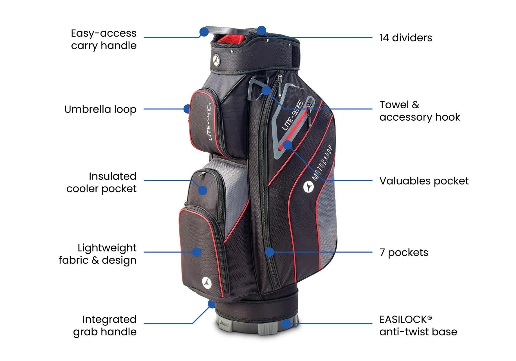 Motocaddy NEW Lite-Series cart bag, černo/modrý