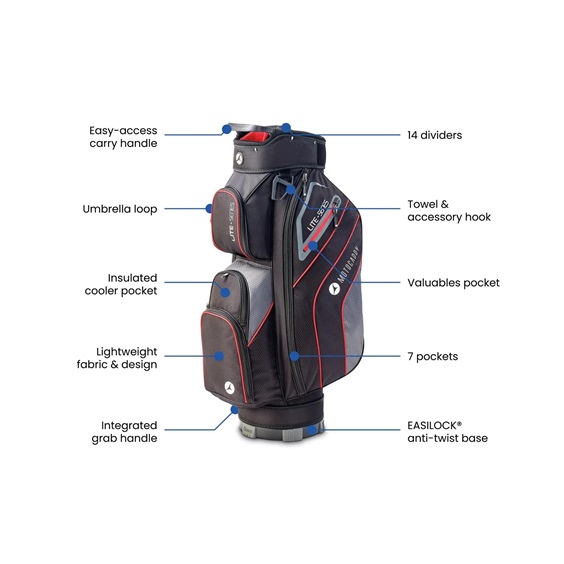 Motocaddy NEW Lite-Series cart bag, černo/červený