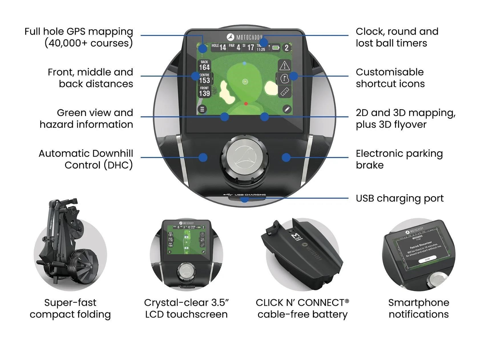 Motocaddy NEW M5 GPS DHC elektrický vozík, Ultra Lithium