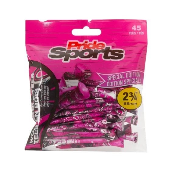 Pride Sports Special Edition Paint Splatter Tees dřevěná týčka, 69mm, 45ks, růžovo/černá