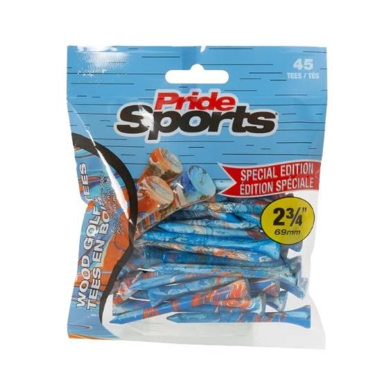 Pride Sports Special Edition Paint Splatter Tees dřevěná týčka, 69mm, 45ks, modro/oranžová