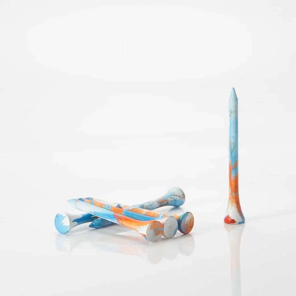 Pride Sports Special Edition Paint Splatter Tees dřevěná týčka, 69mm, 45ks, modro/oranžová