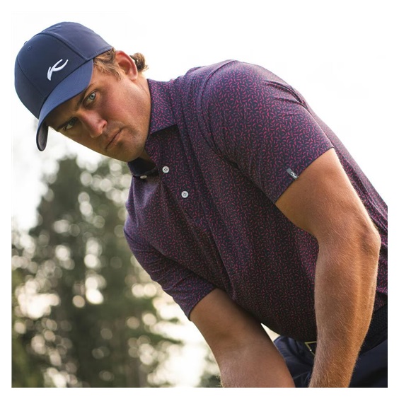 KJUS Golfer pánské polo, rhubarb/atlanta blue