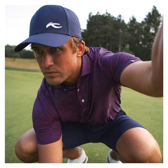 KJUS Golfer pánské polo, rhubarb/atlanta blue