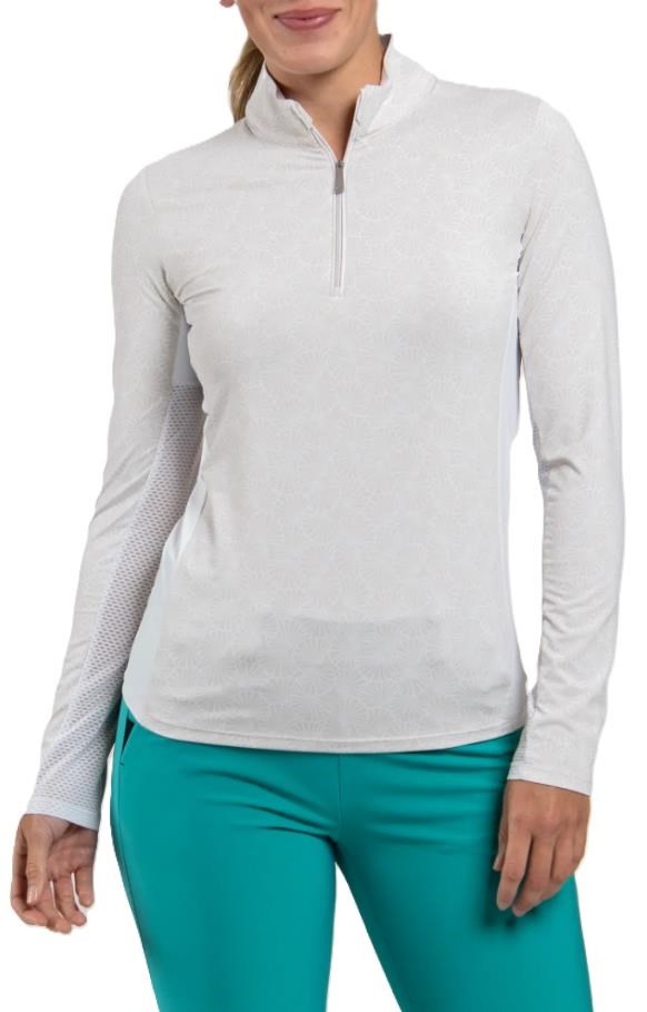 KJUS Sunshine Printed Half-Zip dámská mikina, oyster/white