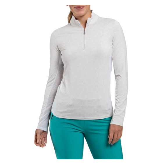 KJUS Sunshine Printed Half-Zip dámská mikina, oyster/white