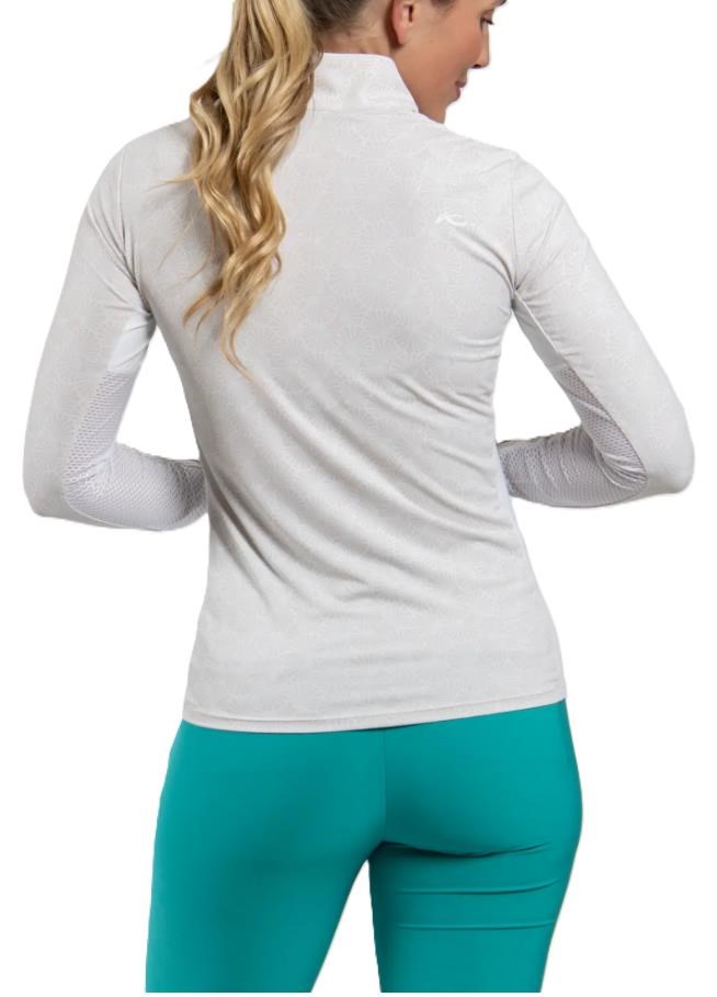 KJUS Sunshine Printed Half-Zip dámská mikina, oyster/white