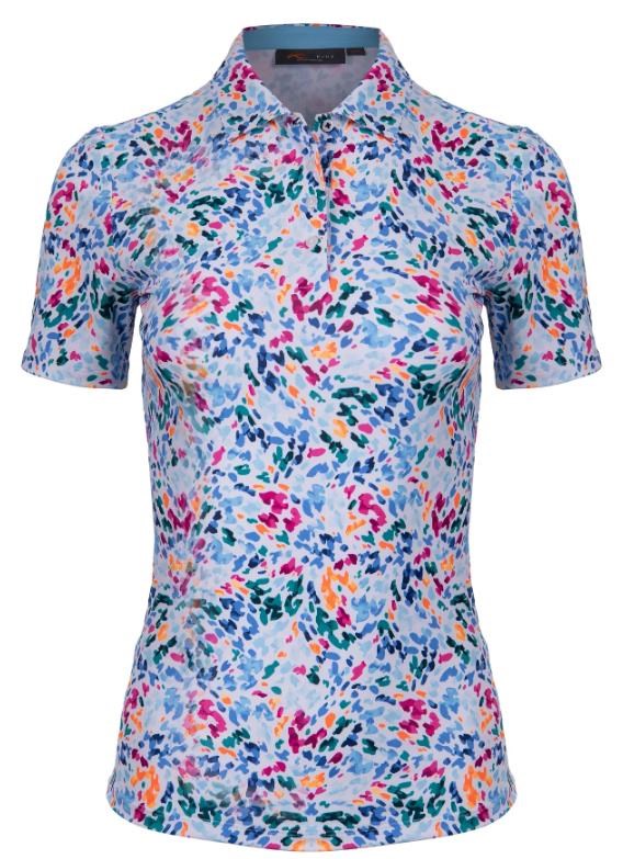 KJUS Enya Printed dámské polo, white/poolside