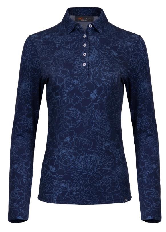 KJUS Hollow Pima Print dámské polo s dlouhým rukávem, atlanta blue/atlanta blue
