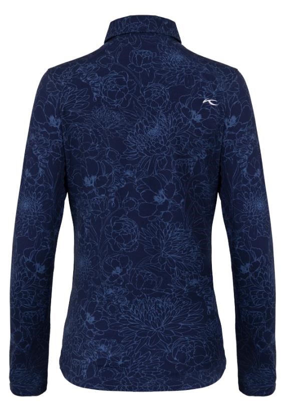 KJUS Hollow Pima Print dámské polo s dlouhým rukávem, atlanta blue/atlanta blue