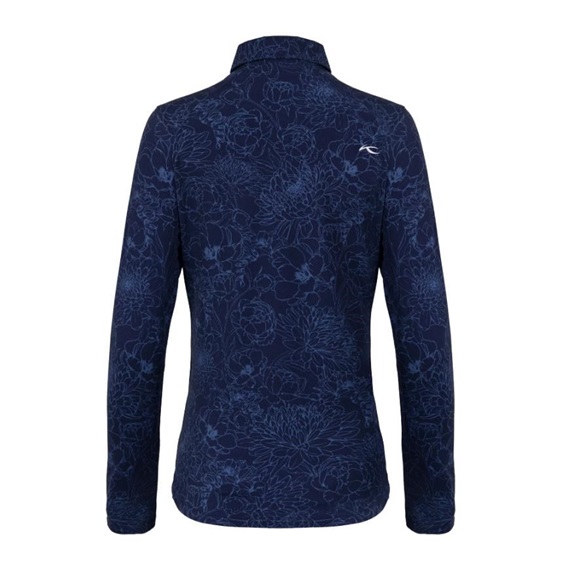 KJUS Hollow Pima Print dámské polo s dlouhým rukávem, atlanta blue/atlanta blue