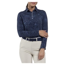 KJUS Hollow Pima Print dámské polo s dlouhým rukávem, atlanta blue/atlanta blue