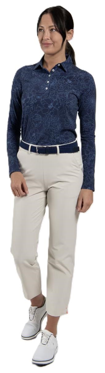 KJUS Hollow Pima Print dámské polo s dlouhým rukávem, atlanta blue/atlanta blue