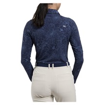 KJUS Hollow Pima Print dámské polo s dlouhým rukávem, atlanta blue/atlanta blue
