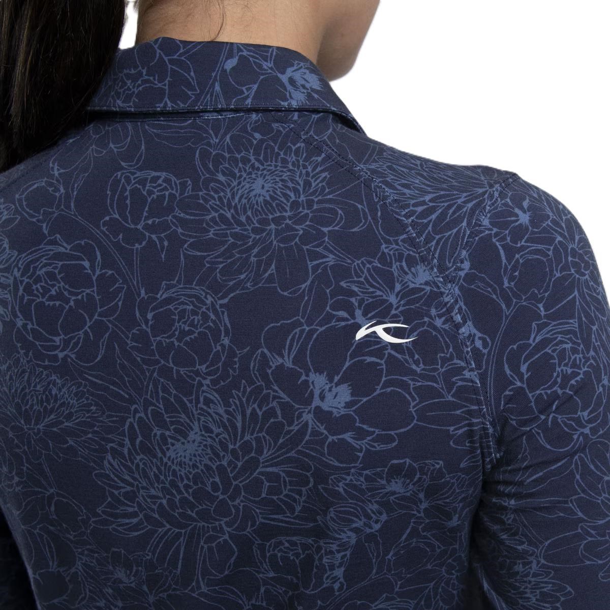 KJUS Hollow Pima Print dámské polo s dlouhým rukávem, atlanta blue/atlanta blue