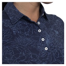 KJUS Hollow Pima Print dámské polo s dlouhým rukávem, atlanta blue/atlanta blue