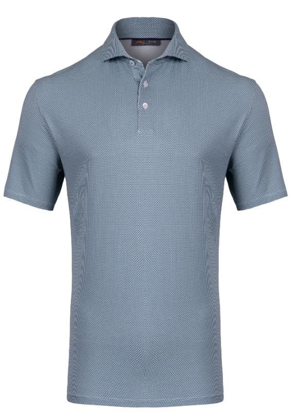 KJUS Hollow Pima Print pánské polo, riverbank/white
