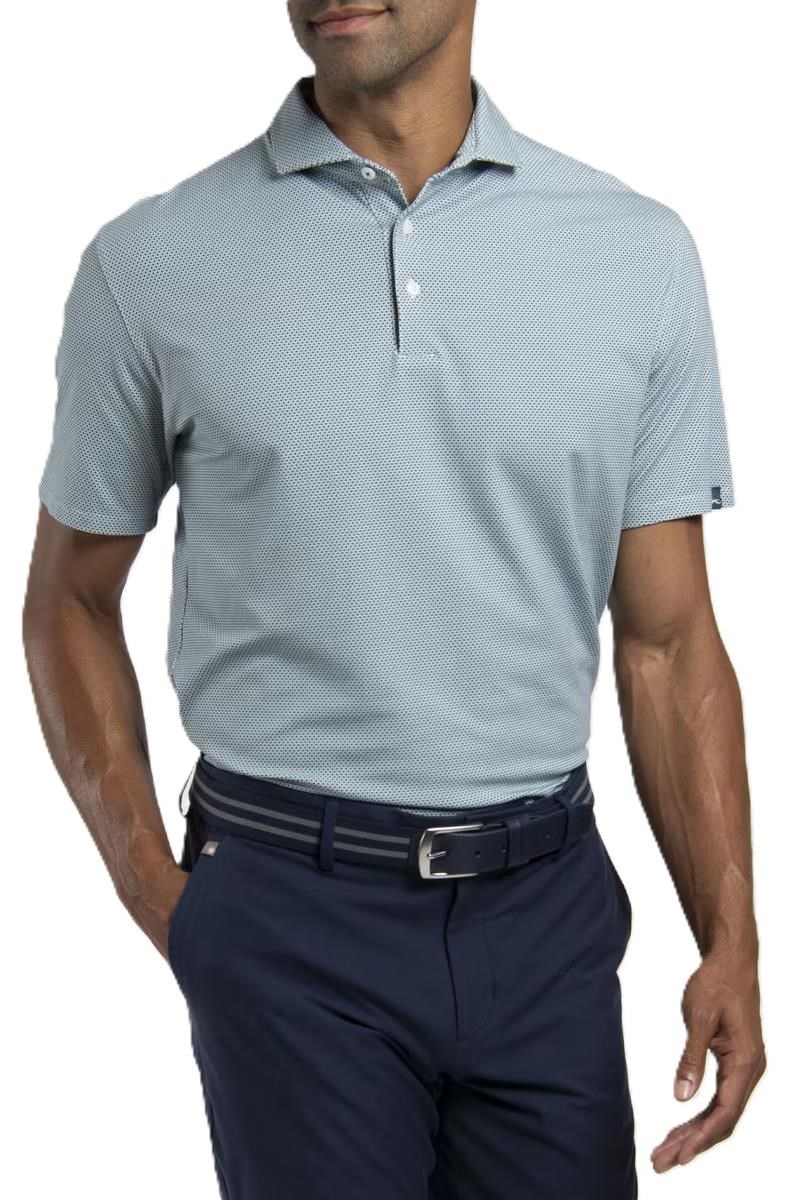 KJUS Hollow Pima Print pánské polo, riverbank/white