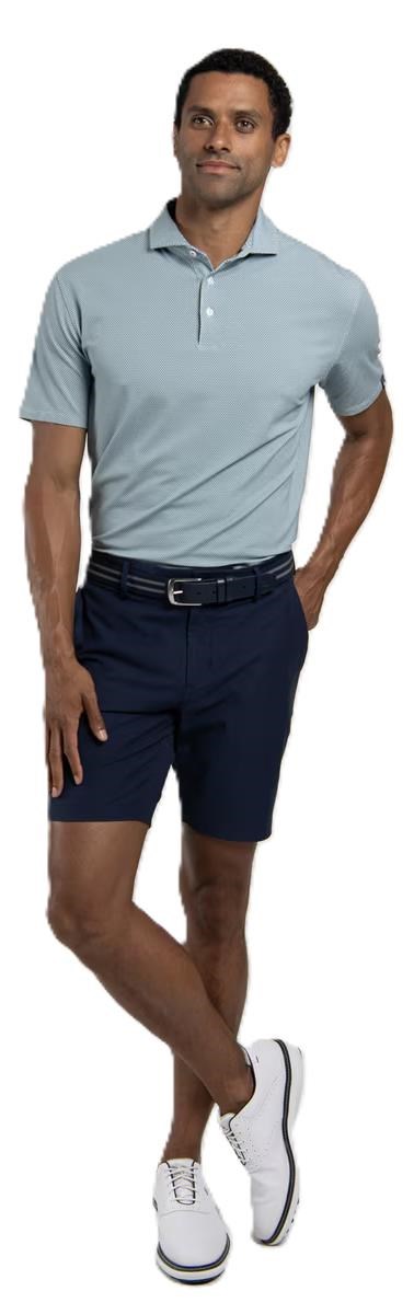 KJUS Hollow Pima Print pánské polo, riverbank/white