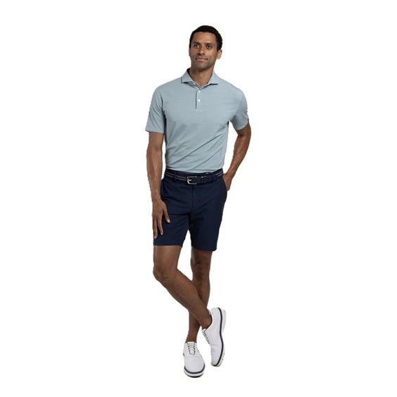 KJUS Hollow Pima Print pánské polo, riverbank/white