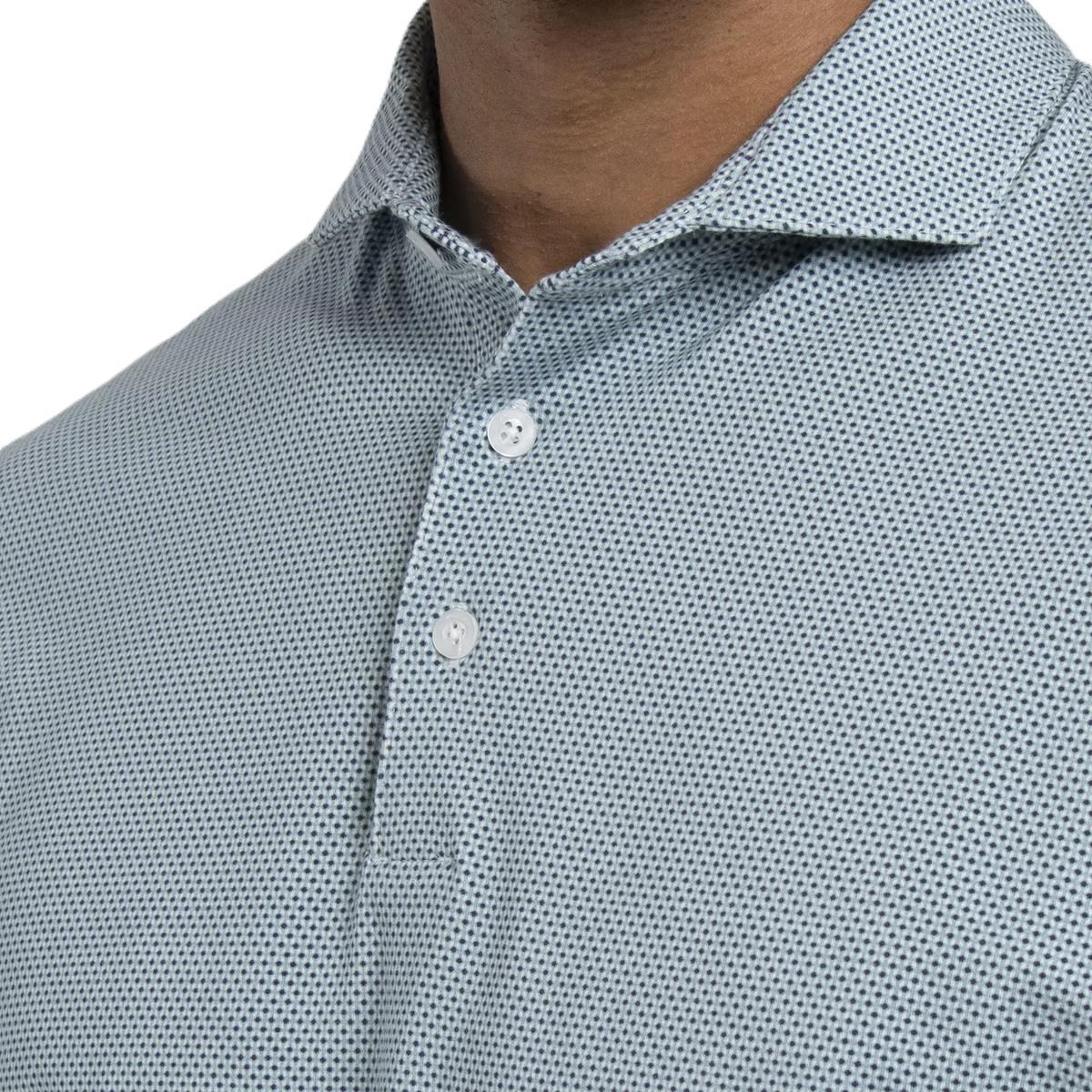 KJUS Hollow Pima Print pánské polo, riverbank/white