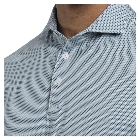KJUS Hollow Pima Print pánské polo, riverbank/white