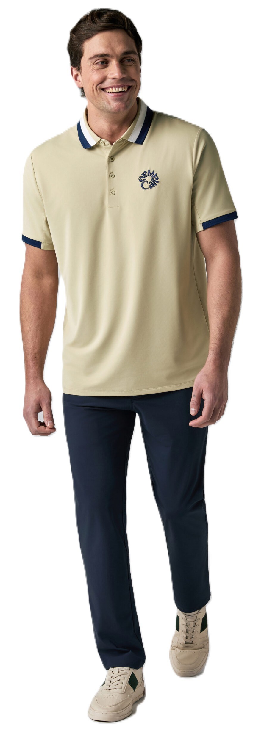 Callaway Mid Century Striped Rib Collar pánské polo, fields of rye