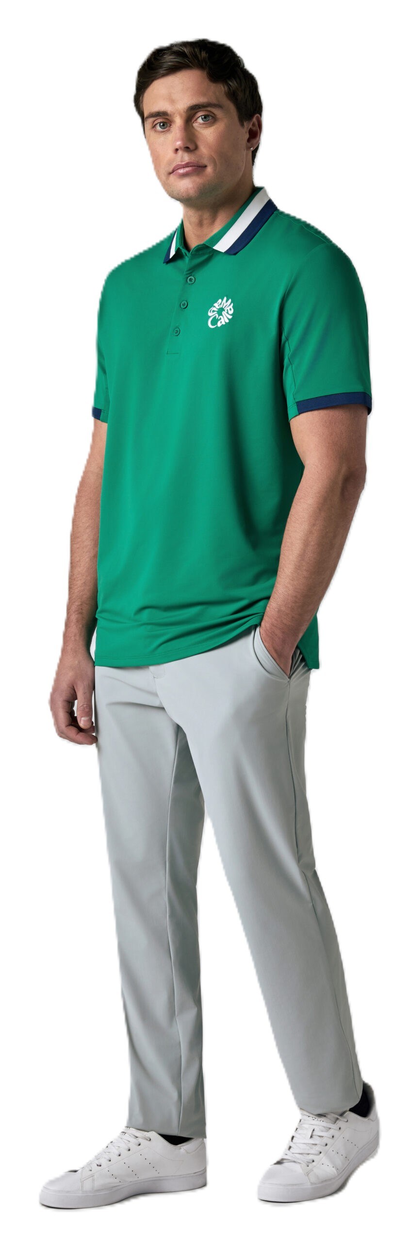 Callaway Mid Century Striped Rib Collar pánské polo, tidepool