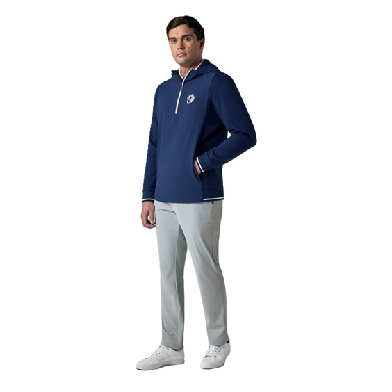 Callaway Mid Century Mixed Media Hooded 1/4 Zip pánská mikinia, medieval blue