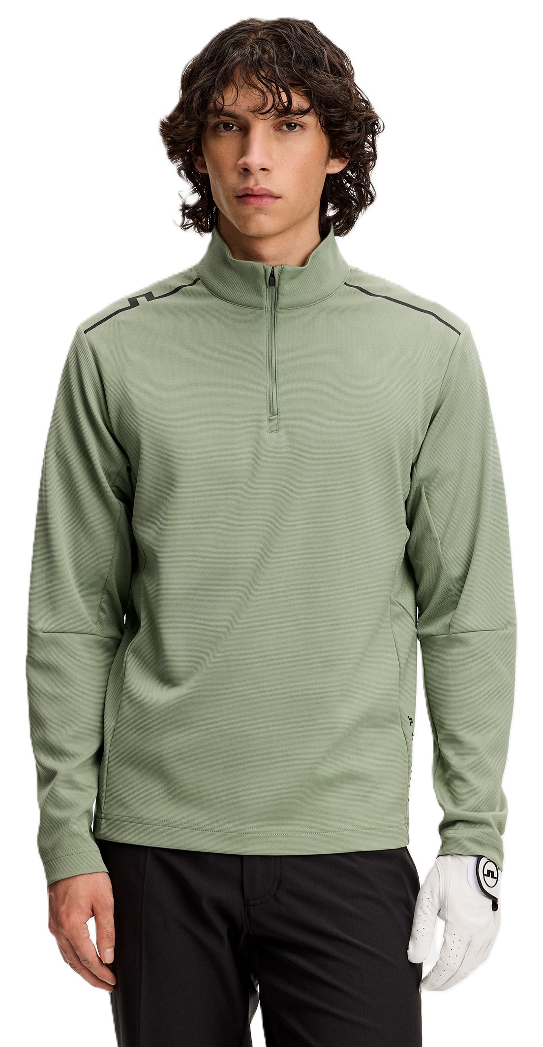J.Lindeberg Leon Quarter Zip Mid Layer pánská mikina, hedge green