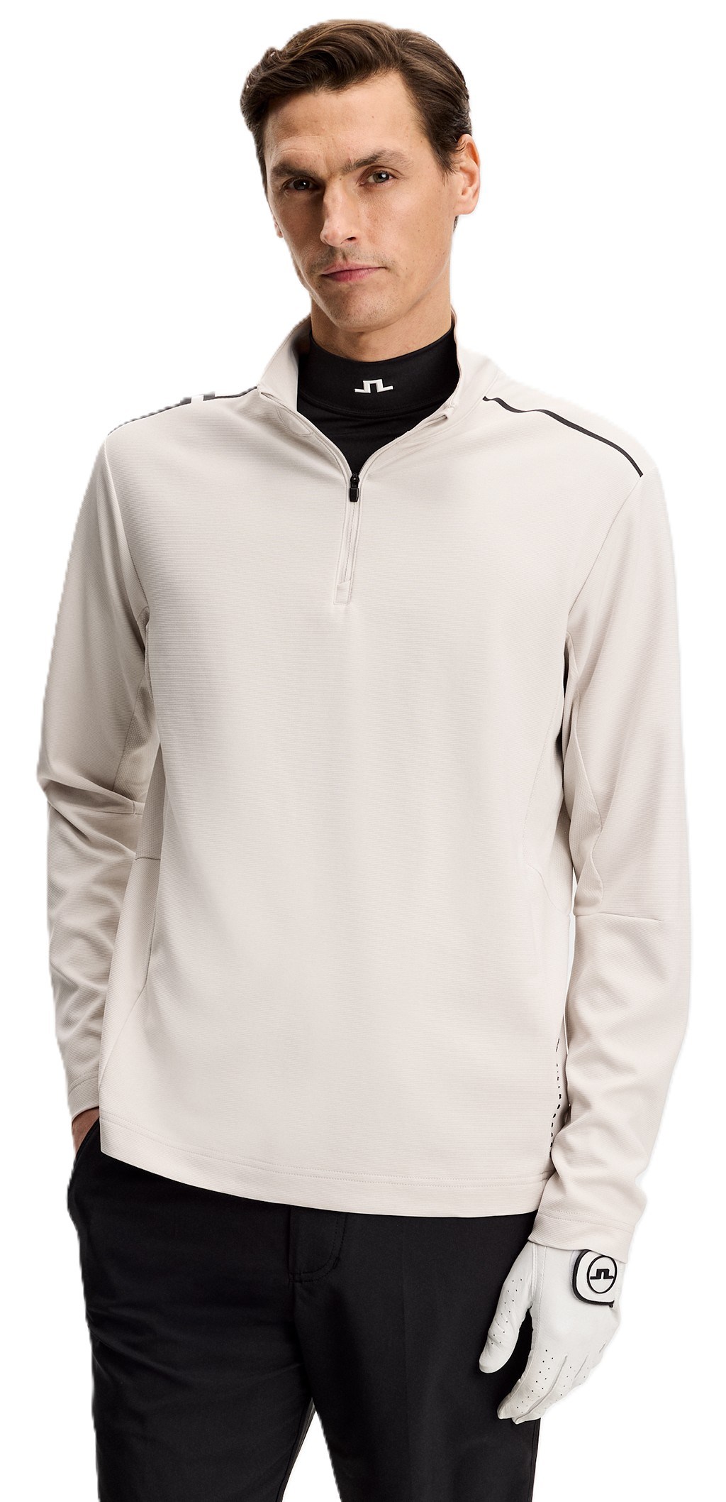 J.Lindeberg Leon Quarter Zip Mid Layer pánská mikina, moonbeam