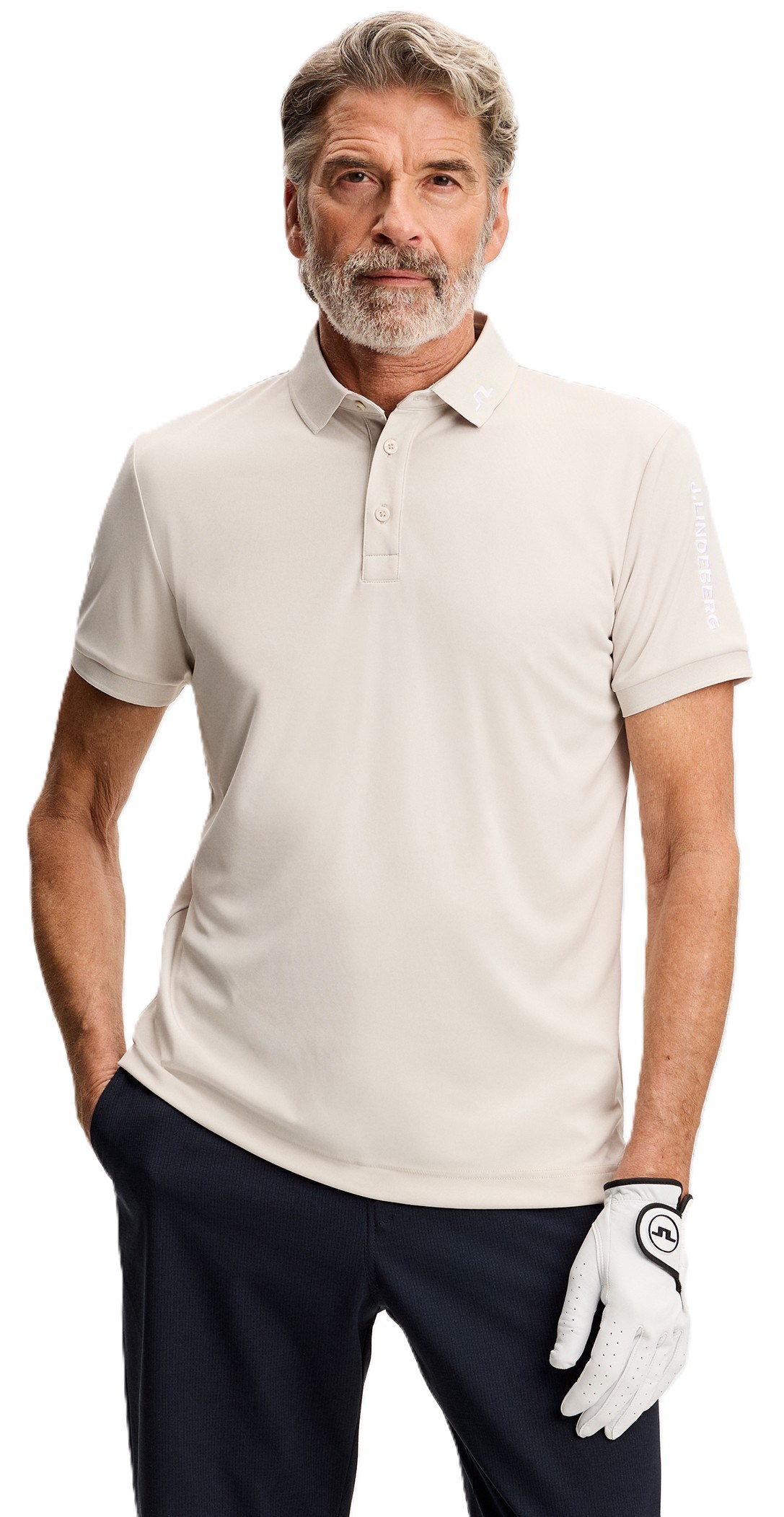 J.Lindeberg Tour Tech Slim Fit pánské polo, moonbeam