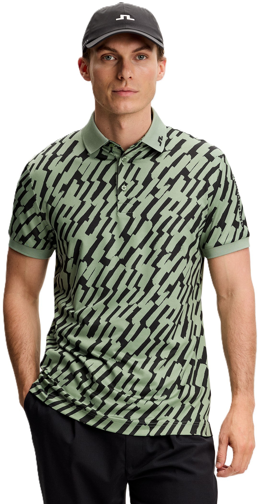 J.Lindeberg Tour Tech Print pánské polo, oak green