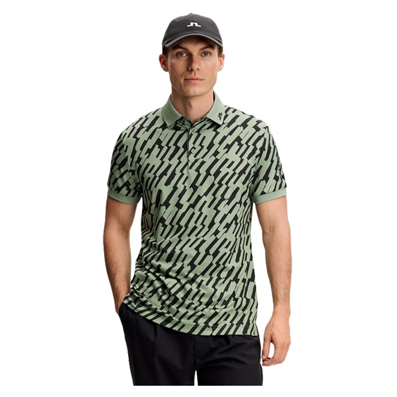 J.Lindeberg Tour Tech Print pánské polo, oak green