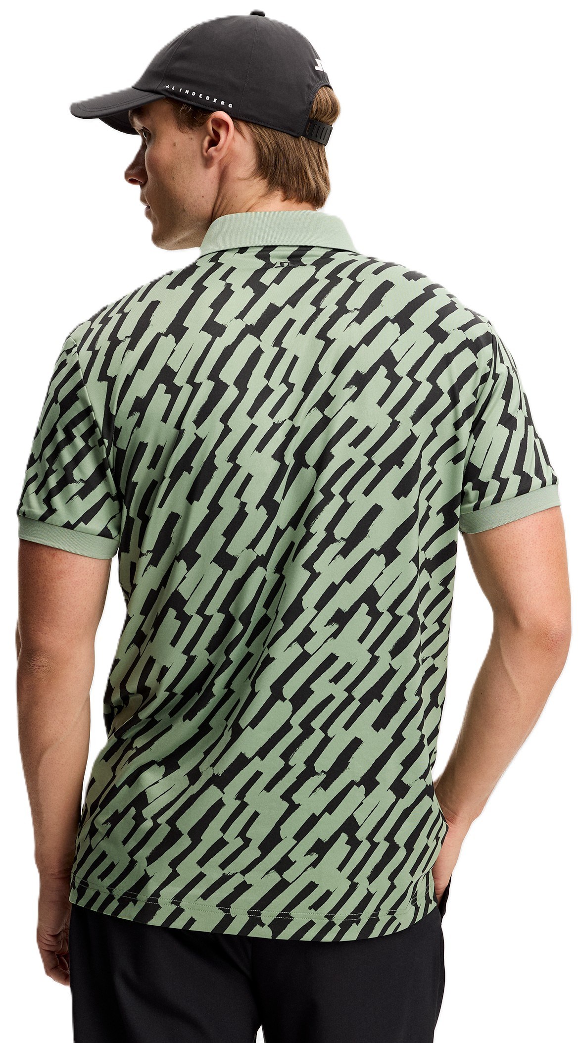J.Lindeberg Tour Tech Print pánské polo, oak green