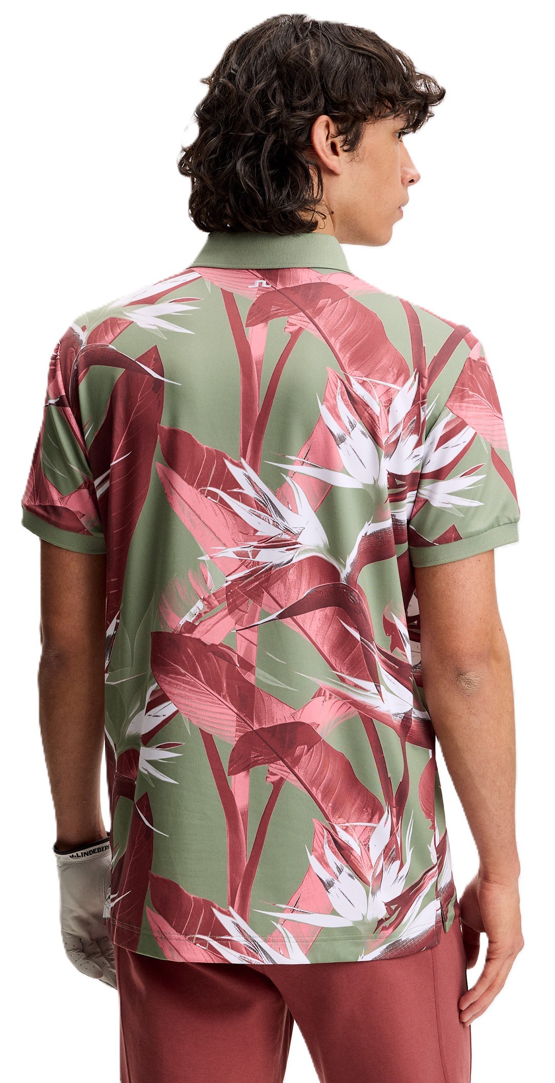 J.Lindeberg Tour Tech Print pánské polo, paradise hedge green