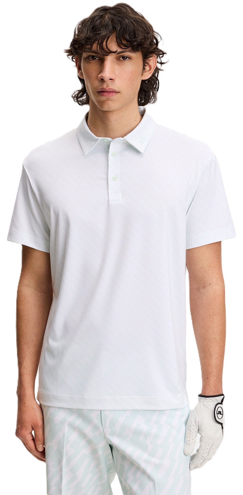 J.Lindeberg Tod Print pánské polo, flight bridge white sky