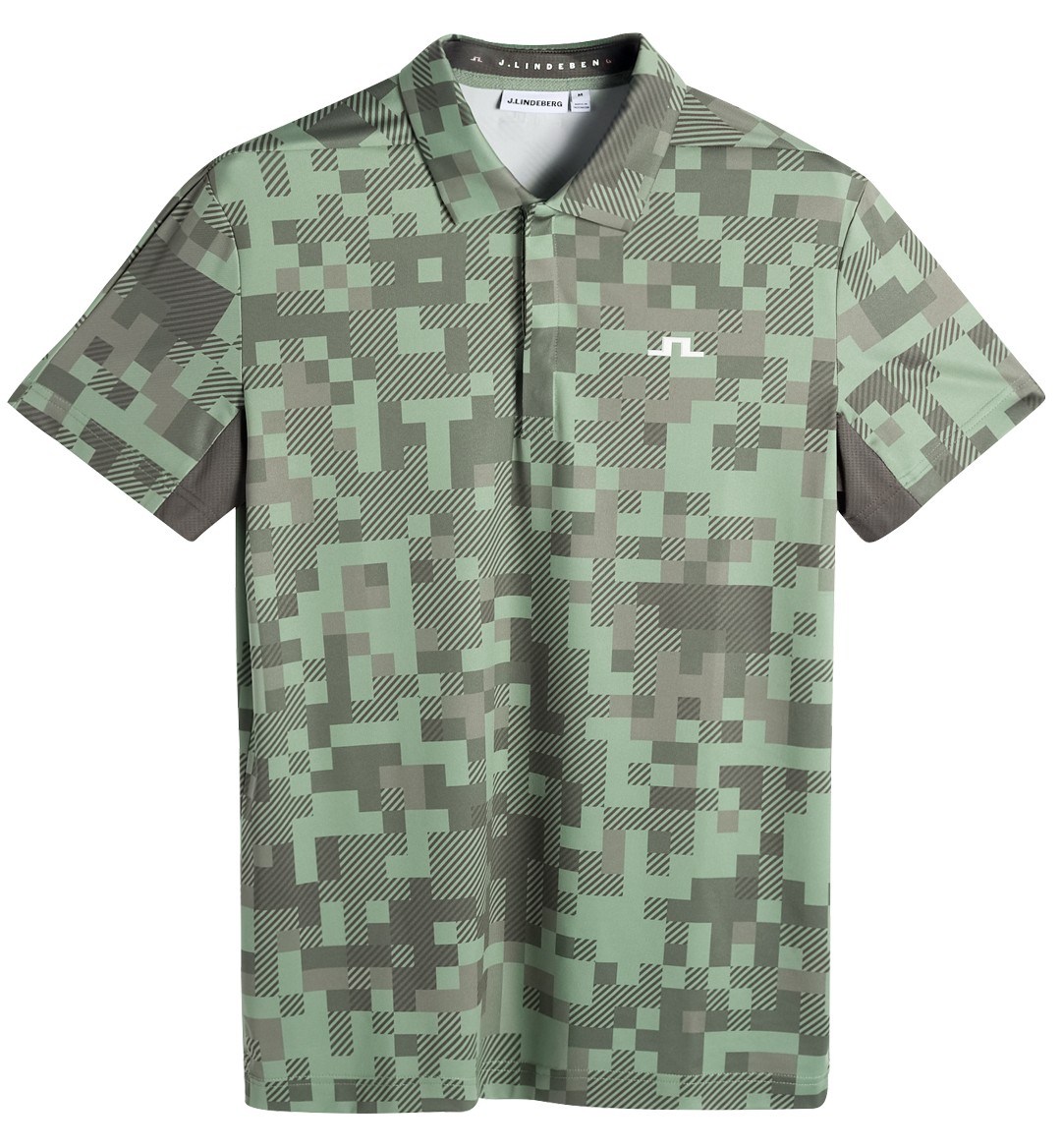 J.Lindeberg Dario Tour Print pánské polo, tour 26 tonal green