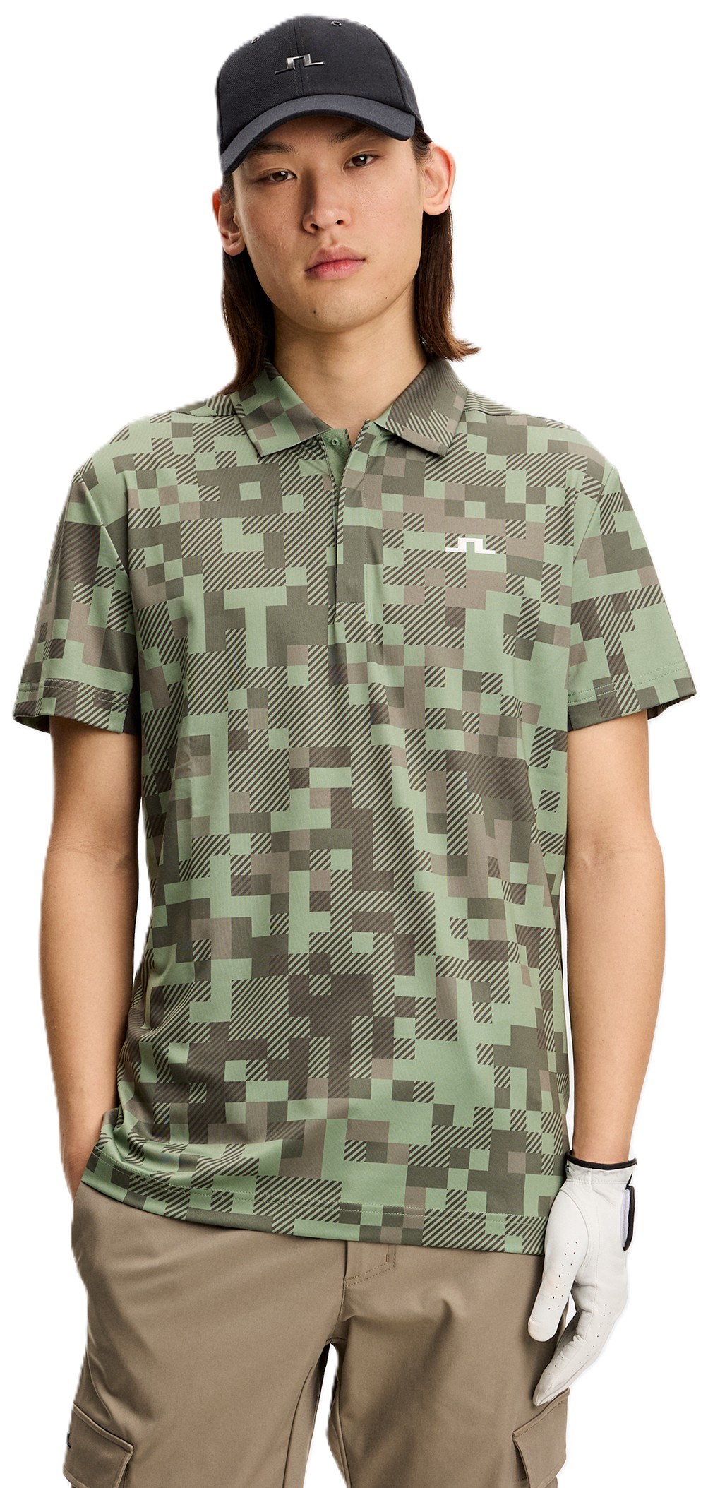 J.Lindeberg Dario Tour Print pánské polo, tour 26 tonal green
