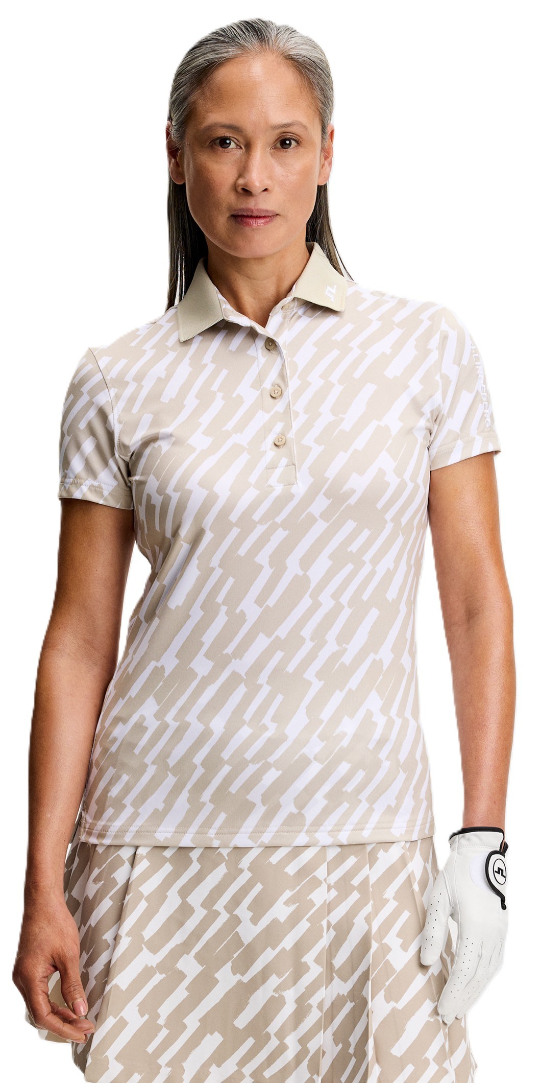 J.Lindeberg Tour Tech Print dámské polo, oak island fossil