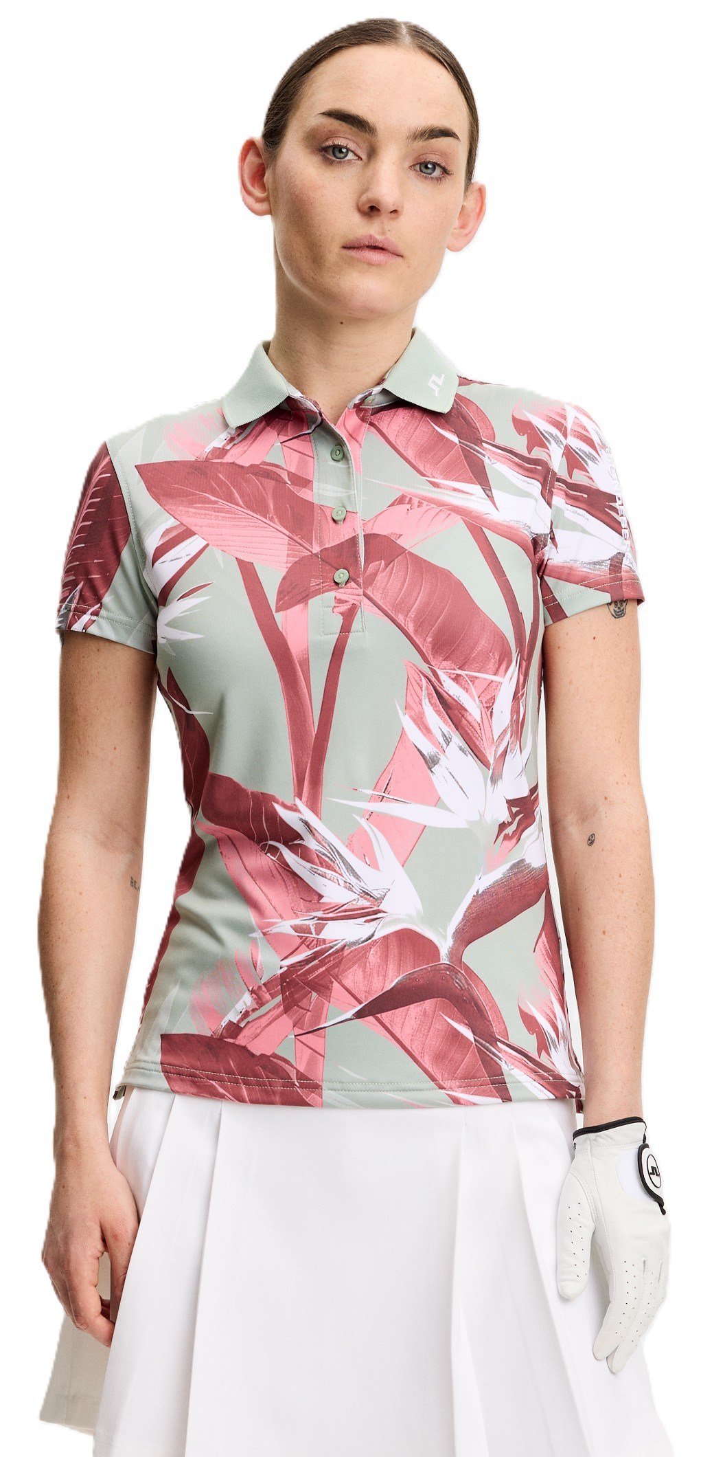 J.Lindeberg Tour Tech Print dámské polo, paradise jadeite