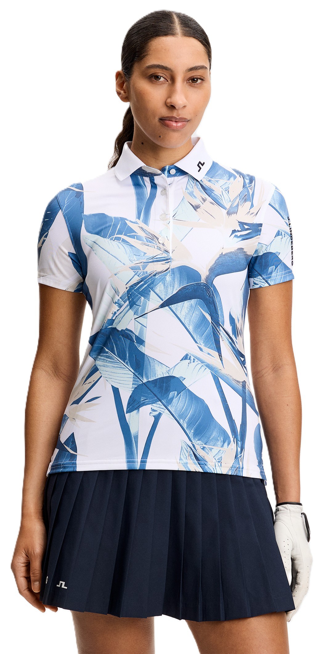 J.Lindeberg Tour Tech Print dámské polo, paradise skylight