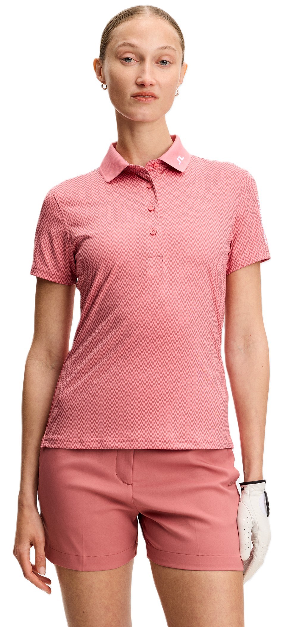J.Lindeberg Tour Tech Print dámské polo, bridge stack rose