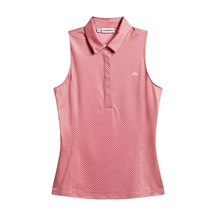 J.Lindeberg Dena Print dámské polo bez rukávů, bridge stack rose