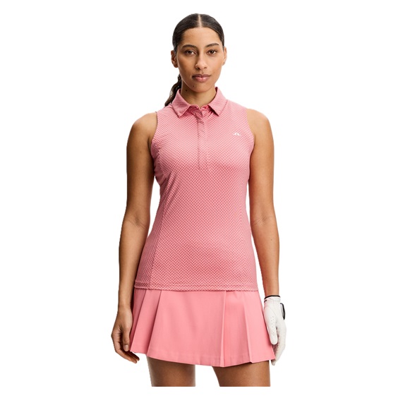 J.Lindeberg Dena Print dámské polo bez rukávů, bridge stack rose