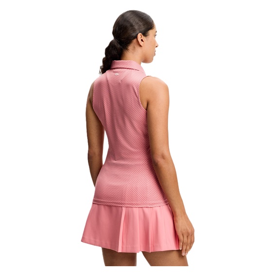 J.Lindeberg Dena Print dámské polo bez rukávů, bridge stack rose