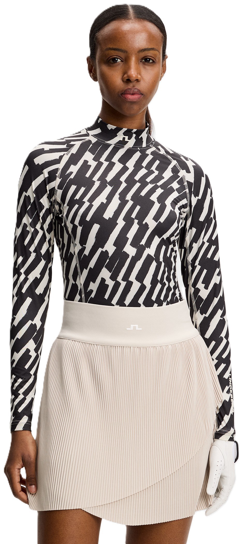J.Lindeberg Ella Print Soft Compression dámský top, oak moonbeam