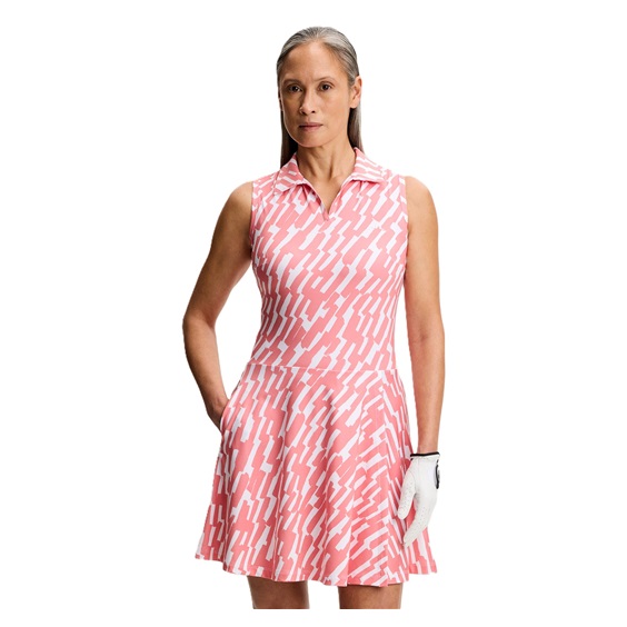 J.Lindeberg Dana Printed golfové šaty, oak flamingo