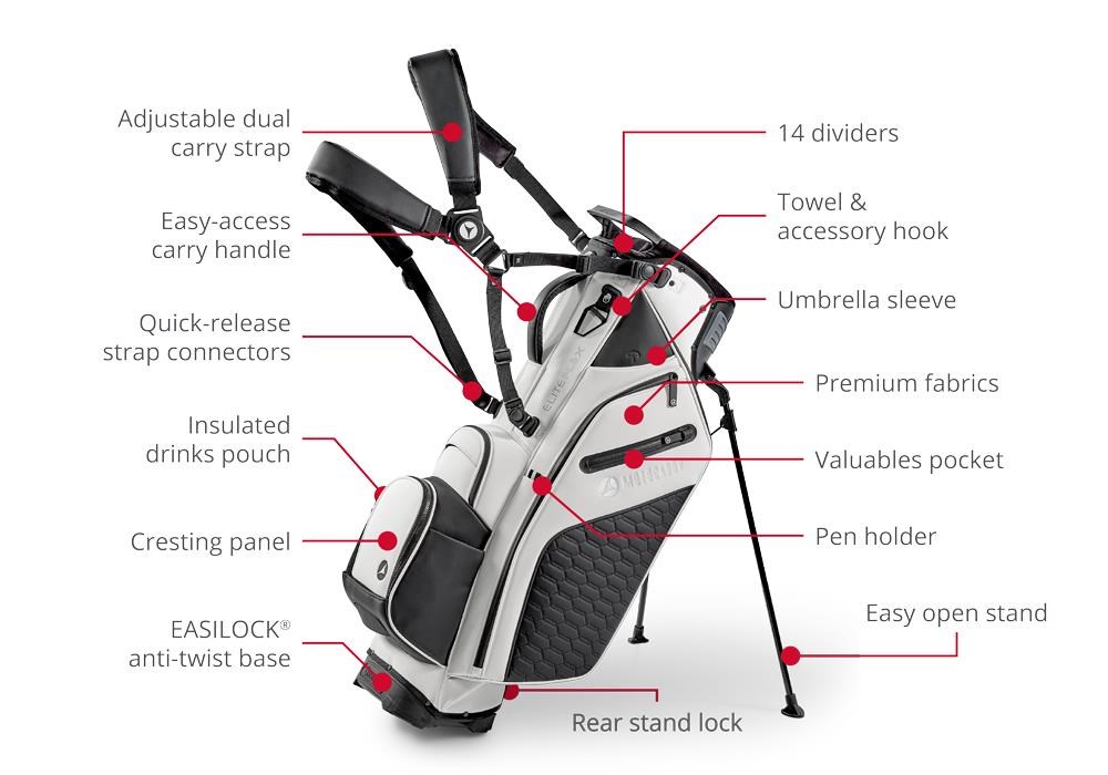 LIMITED - Motocaddy EliteFLEX stand bag, bílo/černý